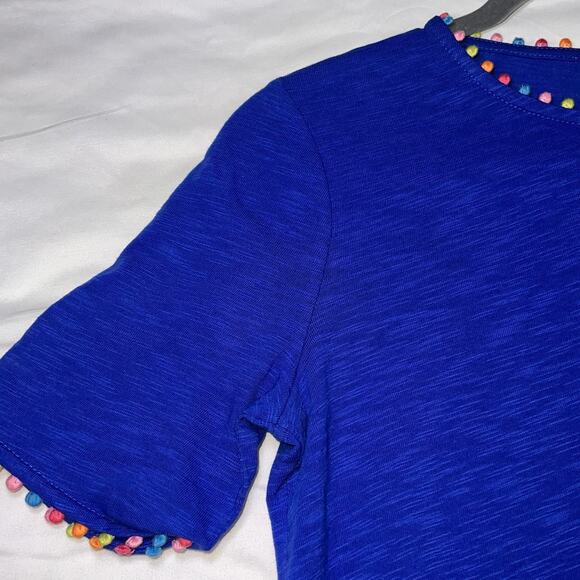 BODEN Charlie PomPom T Shirt Dress Womens Size 0R Blue Cotton Vacation Ready NWT - Picture 3 of 15